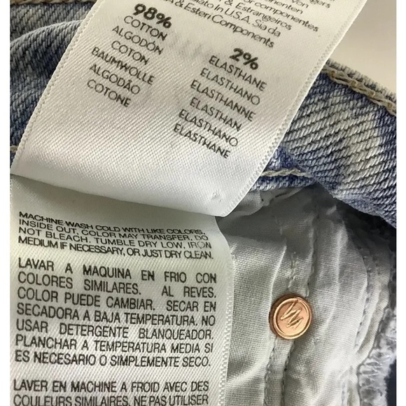 MOTHER Sz 24 The Sacred Slit Mini Denim Skirt In Acid Wash Cotton Spandex - Picture 11 of 12